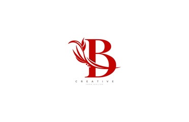 Letter B Elements Red Sharp Shapes Logotype