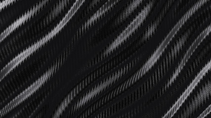 Obraz na płótnie Canvas Wave carbon fiber texture pattern background. Dark with lighting. 3D rendering