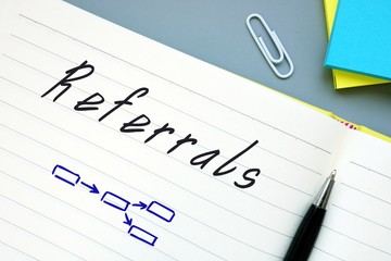 Financial concept about Referrals with inscription on the page.