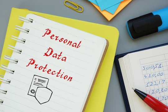 Personal data protection inscription on the page.