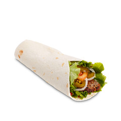 Burrito with grilled chicken and vegetables