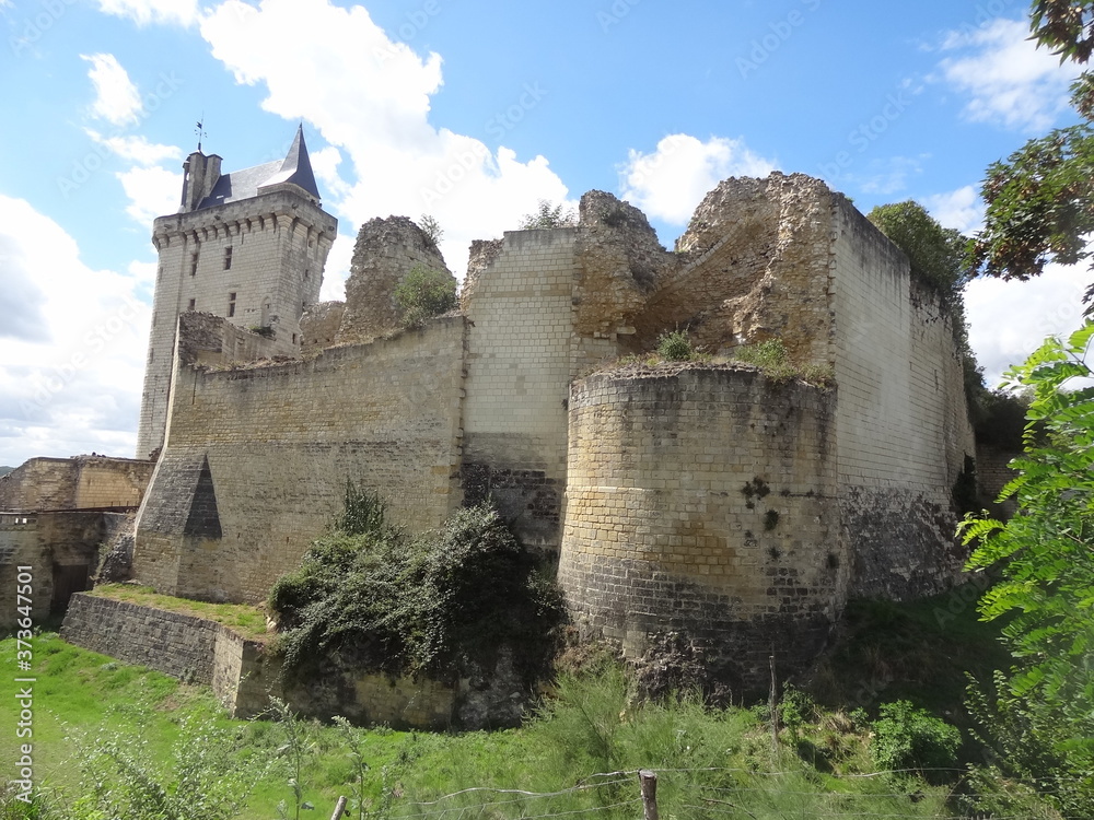 Poster forteresse de chinon, indre et loire, centre val de loire, france,