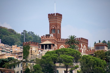 Castello d'Albertis castle in Genoa summer view