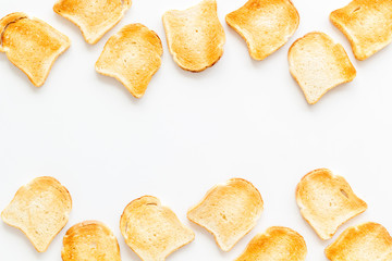 Frame of toast bread with space for text, top view