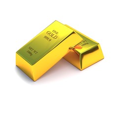 two gold bars one on top of the other