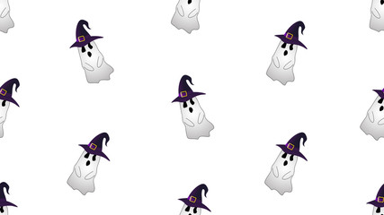 ghost wearing hat seamless cartoon on white background , illustration concept