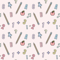 seamless repeat pattern for school,  fun colorful pattern for school