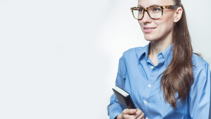  Businesswoman wearing formal wear over white background