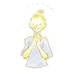 ナチュラルタッチ　手描き女性イラスト　喜ぶ