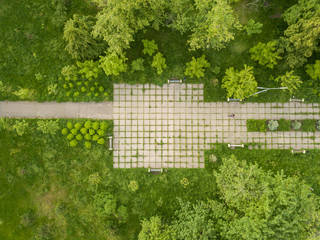 Aerial drone view. Kiev park.