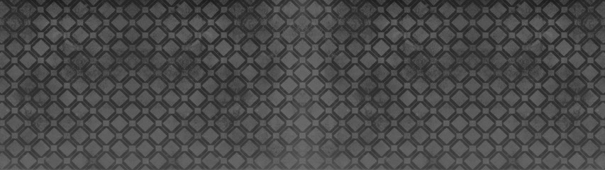 Seamless dark black anthracite grey grey cement stone concrete paper textile tile wallpaper texture wide background banner, with hexagonal hexagon diamond / rhombus / lozenge shape pattern print
