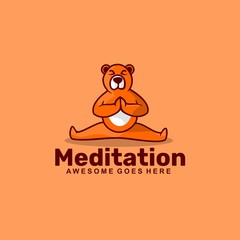 Vector Logo Illustration Meditation Simple Mascot Style.