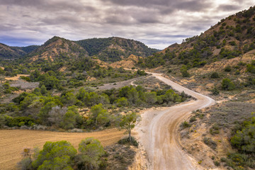 Road arid landscape Alcubierre mountains