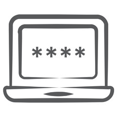 
Laptop password icon in editable style 
