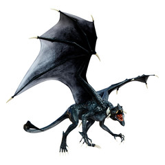 3D Rendering Fairy Tale Dragon on White