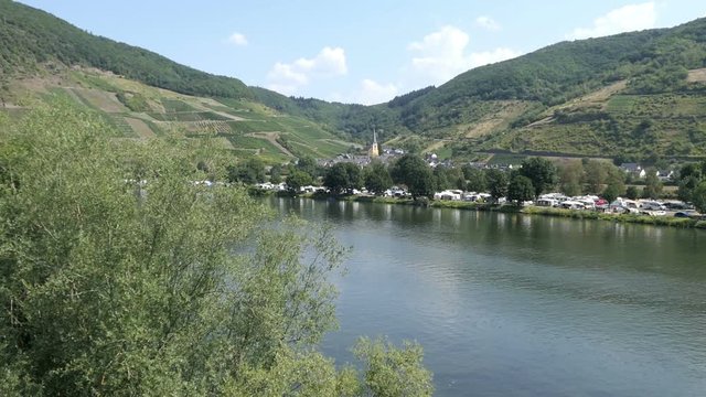 Cityscape of Senheim at Moselle river in Germany.