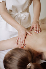 Obraz na płótnie Canvas Masseur Make Healthy Massage Patient Lady Neck