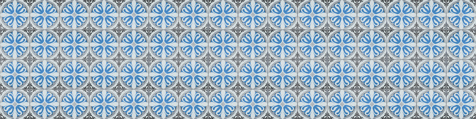 Seamless old blue gray grey white vintage shabby patchwork mosaic motif tiles stone concrete cement...