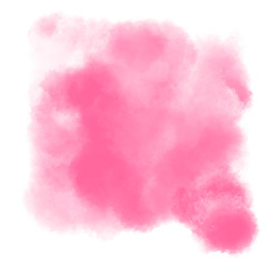 Colored saturated watercolor background, delicate pink shade, backdrop. Gentle transition gradient acrylic paint, splash stain blot of paint for design