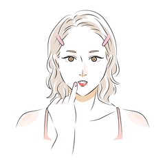 口紅を塗る女性　メイクイラスト