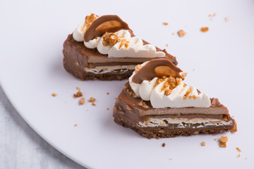delicious chocolate cake on a white plate