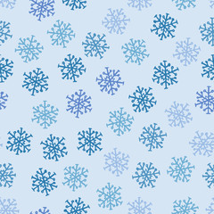 Seamless background of hand drawn snowflakes