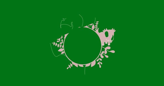 Self drawing of dinosaurs frame. Line art. Dinosaurs. Animated dinosaur. Frame for kids design