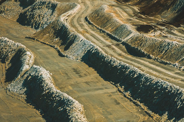 High angle view of terraces remained after kaolin mining