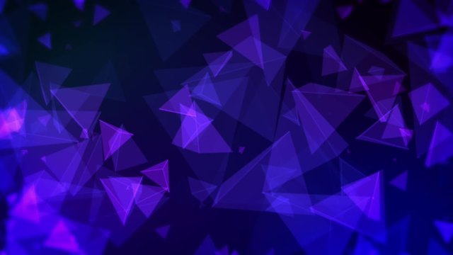 3d Animation with Colorful Grunge Particular Triangle Texture Effect on Dark Background. Abstract Motion Graphics Design on Digital Science Fiction or Mysterious Virtual Space Theme.