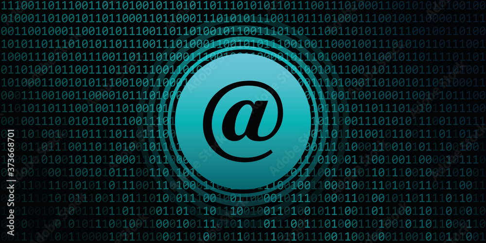 Aufkleber digital post mail with binary code background vector illustration EPS10