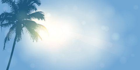 Obraz na płótnie Canvas palm trees silhouette on a sunny day summer holiday design vector illustration EPS10