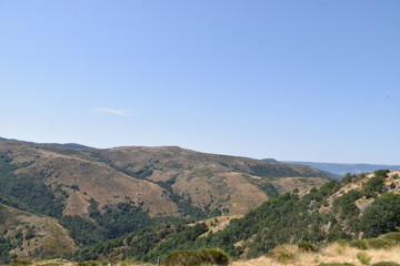 Landscape  of the cevennes with blue sky and "Massif Central"