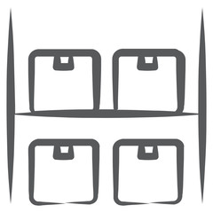 
Inventory on racks, line style of parcel racks icon
