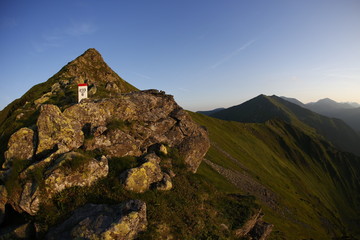 Naklejka premium Slovak/Polish border patch in Tatra Mountains