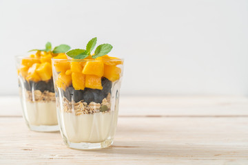 homemade mango and blueberry with yogurt and granola