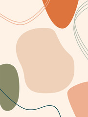 Set of abstract vector backgrounds. Contains unusual colored shapes, tropical leaves, curved lines and warm colors. Suitable for social media stories and creative posts. Template for text and images.