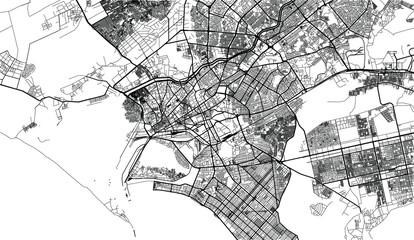 Urban vector city map of Karachi, Pakistan, Asia