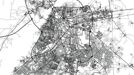 Urban vector city map of Lahore, Pakistan, Asia