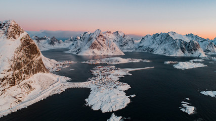 Fototapeta na wymiar Lofoten Islands landscape in Norway over polar circle. 