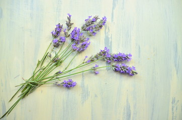 bunch of lavender on wooden background