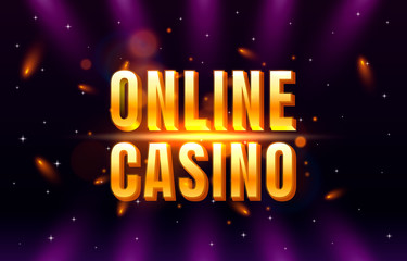 Casino online play now slots golden coins, casino slot sign machine, night jackpot Vegas. Vector