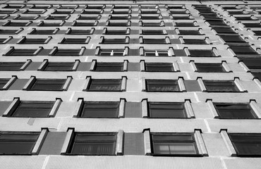 Old soviet university dorm in Minsk. Black and white color
