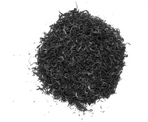 Dry tea isolated on white with blur effect in black and white.