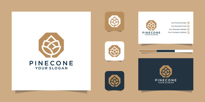 Pine Cone Logo line art and business card