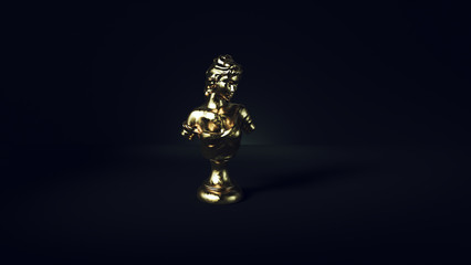 Golden Bronze Lady Bust 3d illustration 3d render