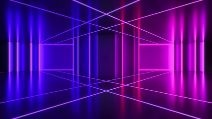  neon light, abstract futuristic  background, ultraviolet concept, 3d render