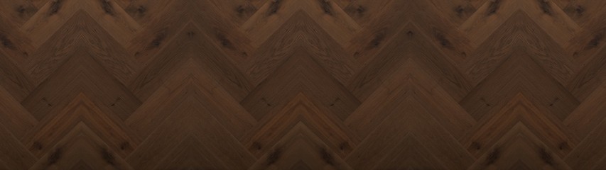 wood background banner wide panorama - top view of wooden solid wood flooring parquet laminate brushed oak country house floorboard dark herringbones / fish bone