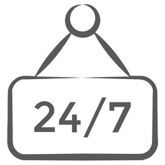 
24/7 hour service icon in trendy vector design
