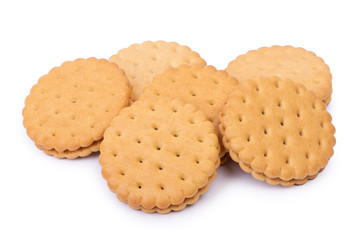 Stack of double round biscuit cookies