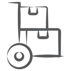 
A linear vector design of luggage cart icon
